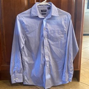 Blue button down; Boys size L